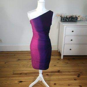 Halston Heritage One Shoulder Ruched Chiffon S